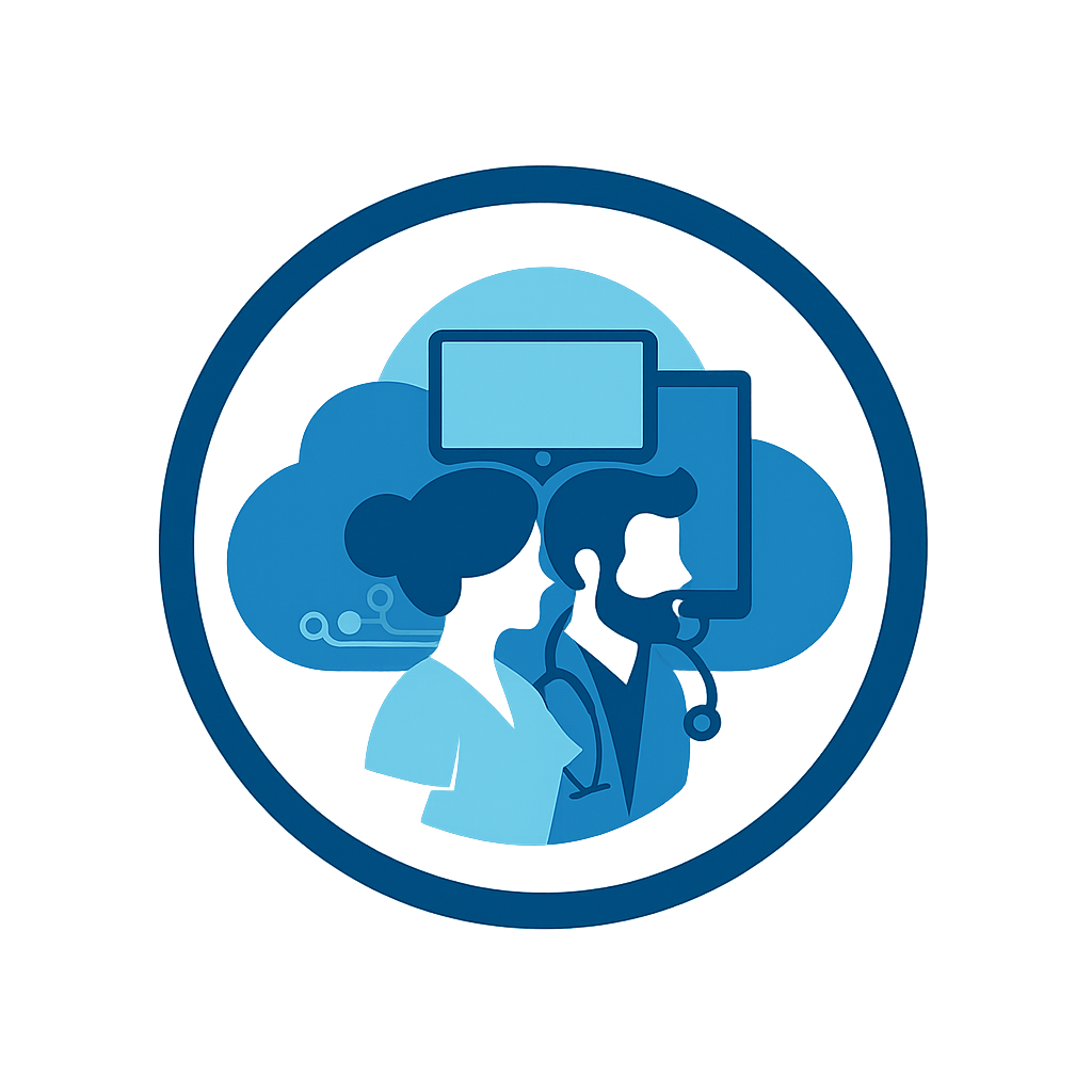 Clinical Digital Partners logo with two staff members